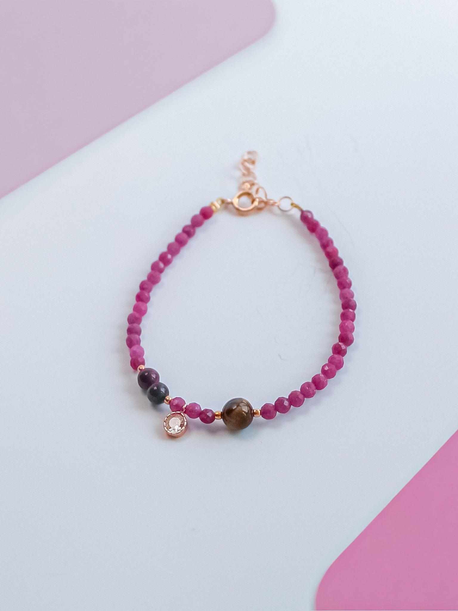 Steinarmband Roségold - Ruby - Lovesign - Handmade in Tyrol